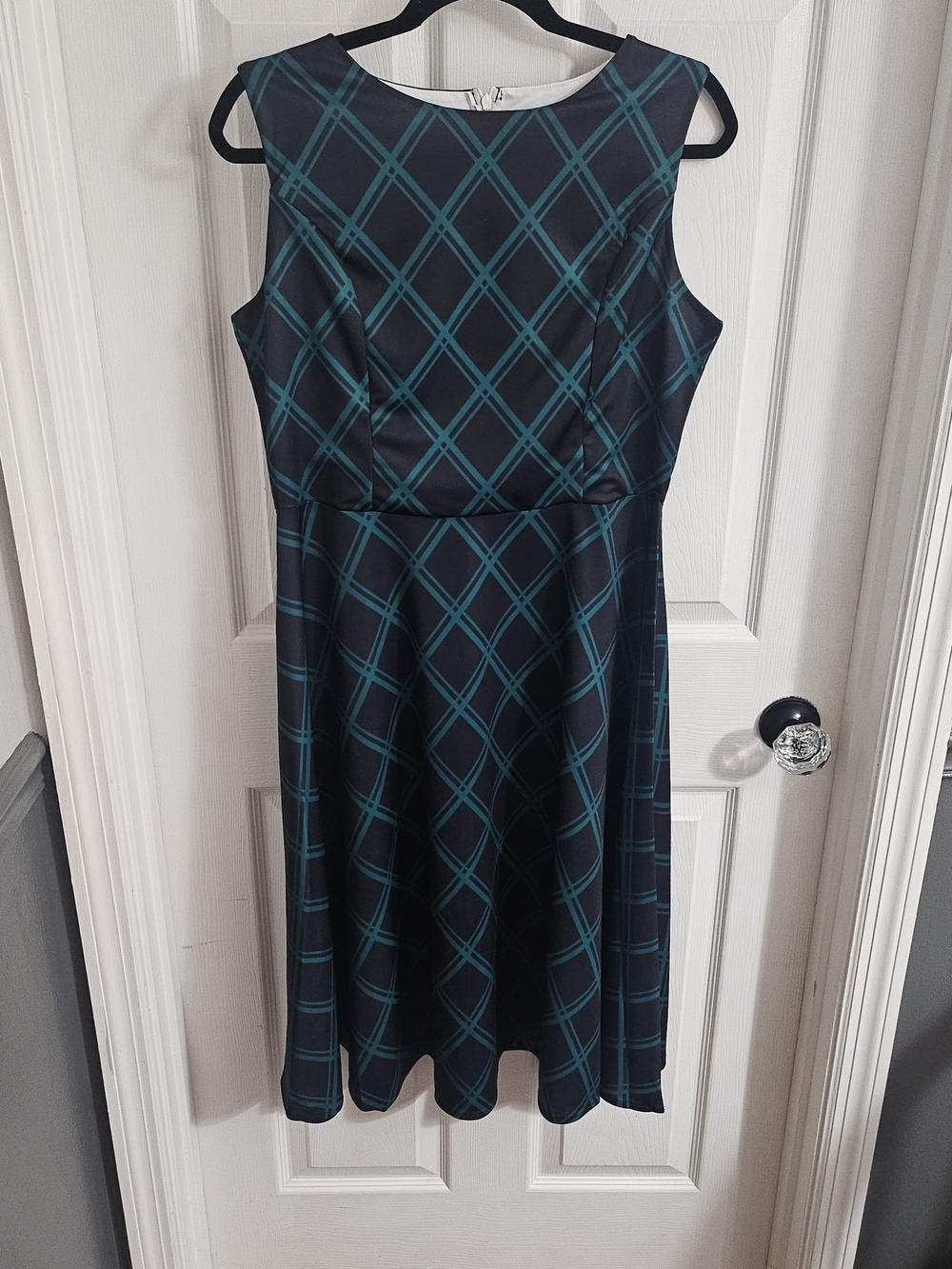 Sleeveless Teal Plaid Fit And Flare Dress